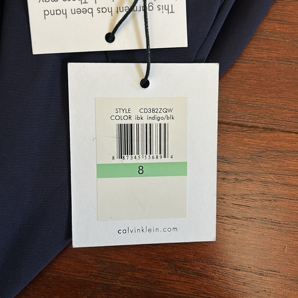 Kevin Klain HALTER PLEATED CROSS NECK NAVY GOWN DRESS sz 8 - Picture 12 of 13